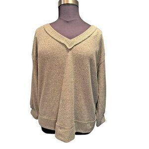 Andree by Unit V-Neck Knit Sweater Ribbed Long Sleeve Comfy Pullover Top NWT